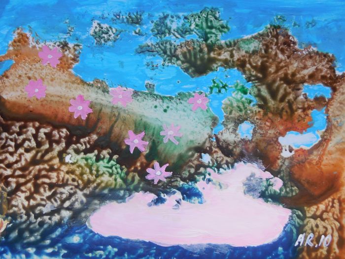 Art Studio PALETTE. Angelina Rudakova Picture.  Wax Landscape Nature 